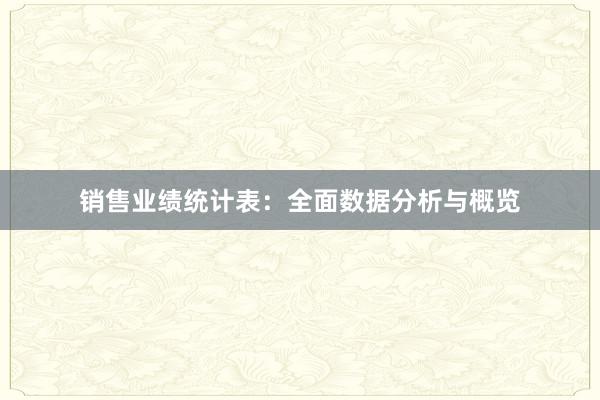 销售业绩统计表：全面数据分析与概览